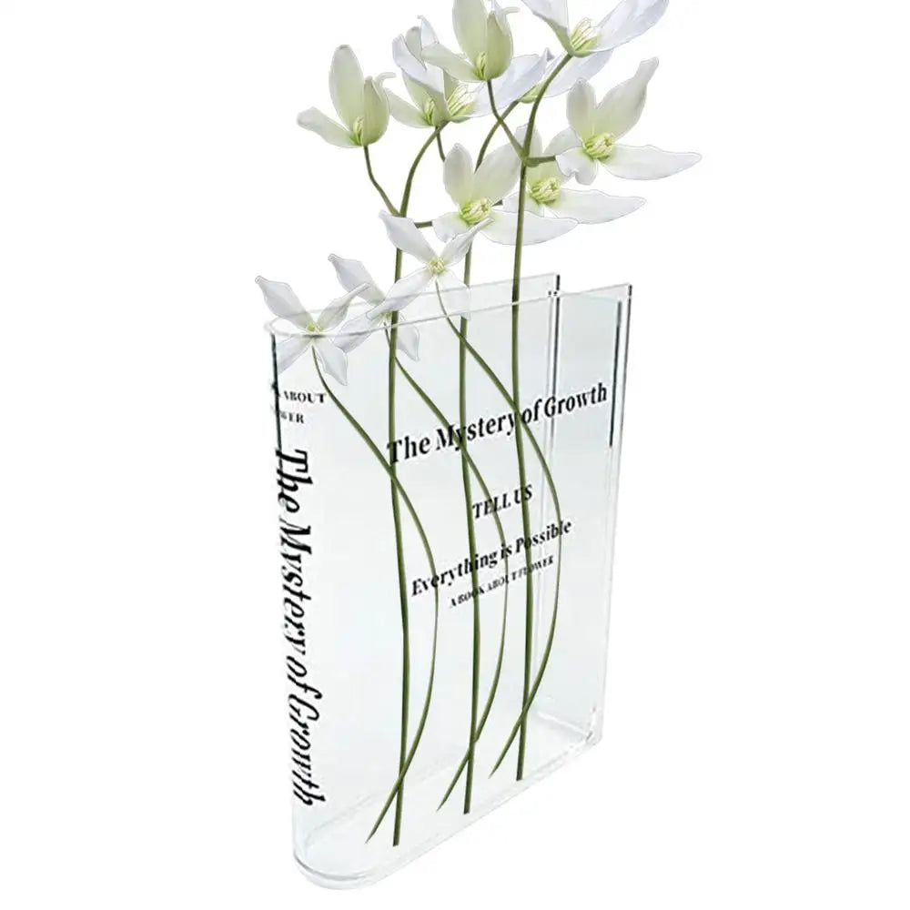 Clear Acrylic Book Vase – Modern Decorative Flower Holder