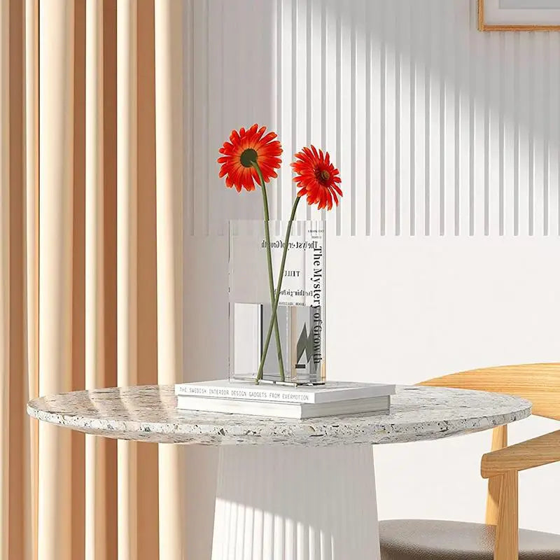 Clear Acrylic Book Vase – Modern Decorative Flower Holder