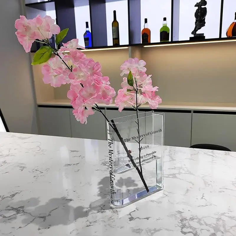 Clear Acrylic Book Vase – Modern Decorative Flower Holder