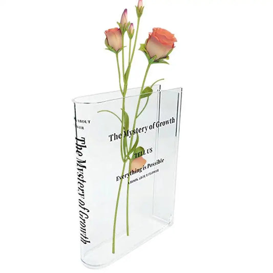Clear Acrylic Book Vase – Modern Decorative Flower Holder