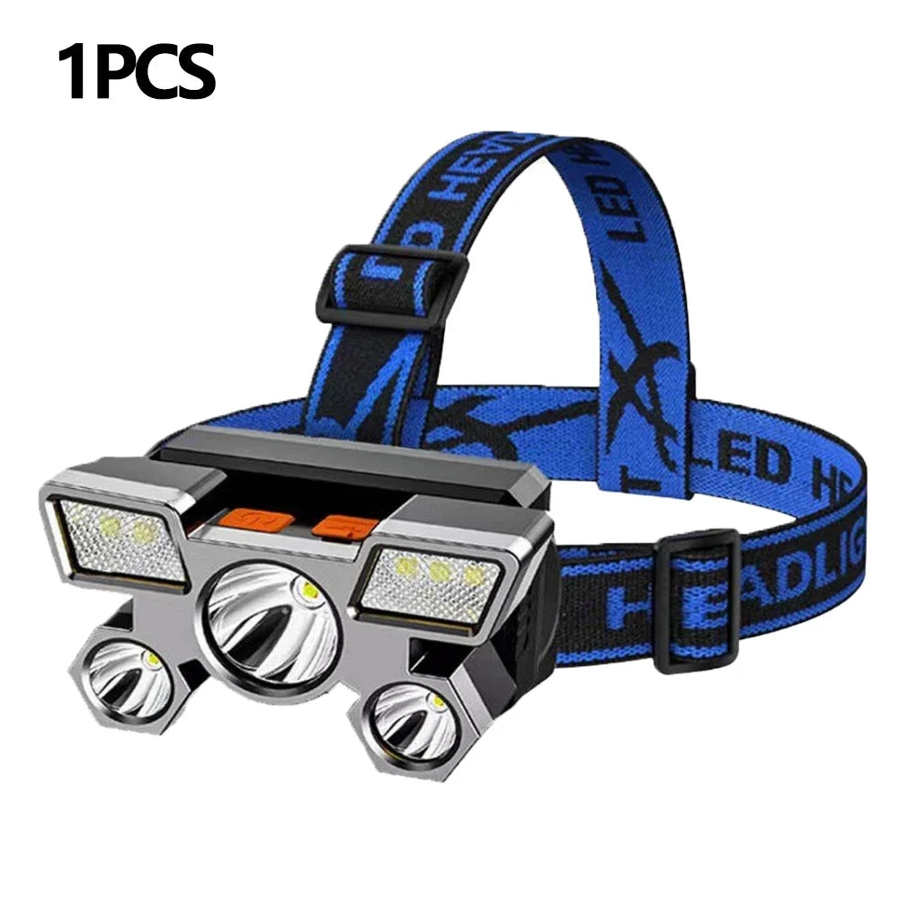 Outdoor 5LED USB Rechargeable Headset Flashlight