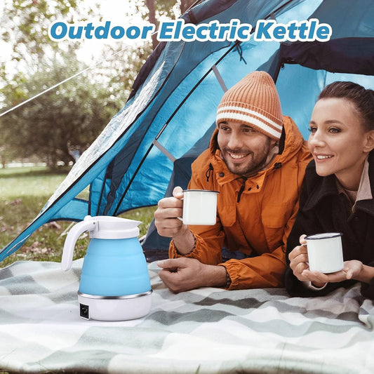 Foldable Electric Kettle – Compact Silicone Boiler, Blue