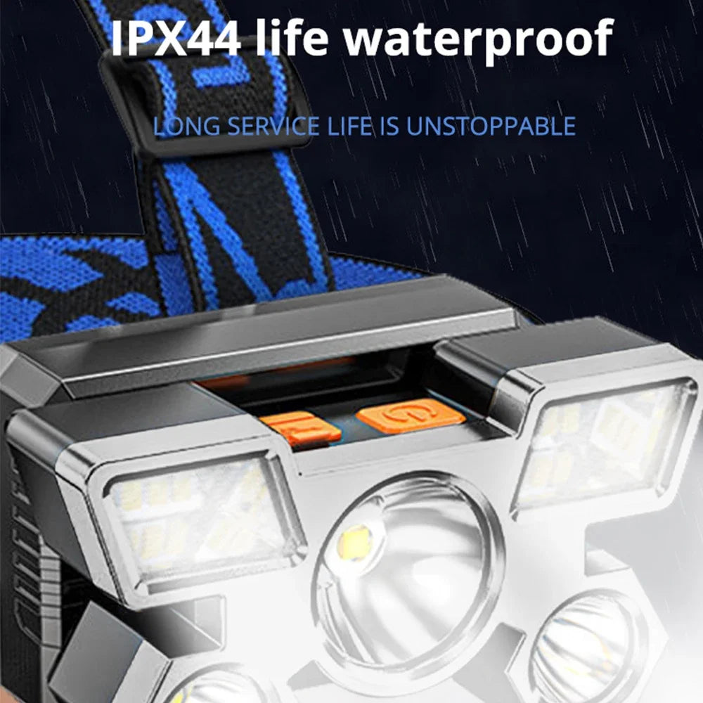 Outdoor 5LED USB Rechargeable Headset Flashlight