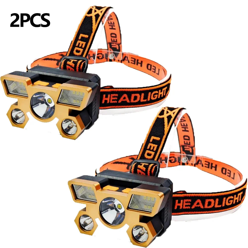 Outdoor 5LED USB Rechargeable Headset Flashlight